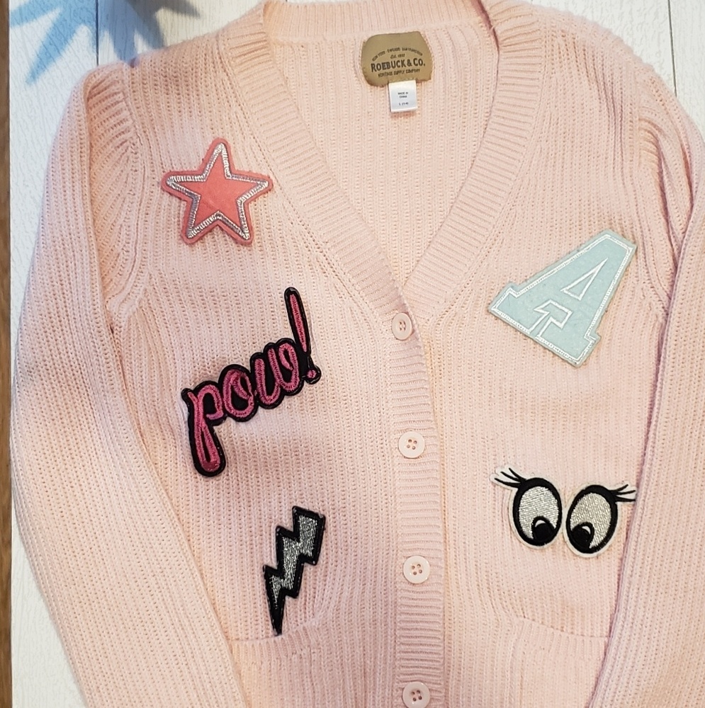 Pink Cardigan with adorable patches